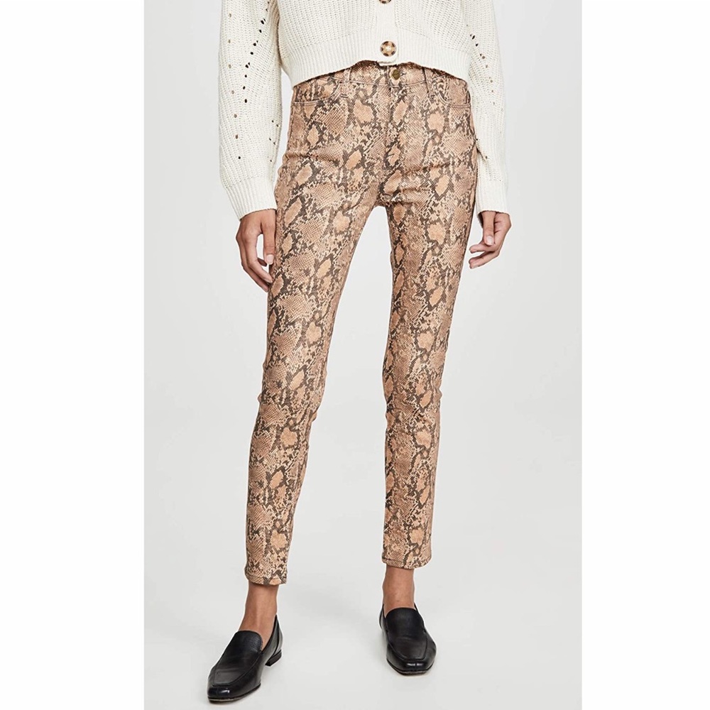 NWT FRAME Le High Skinny Crop Coated Python Jeans